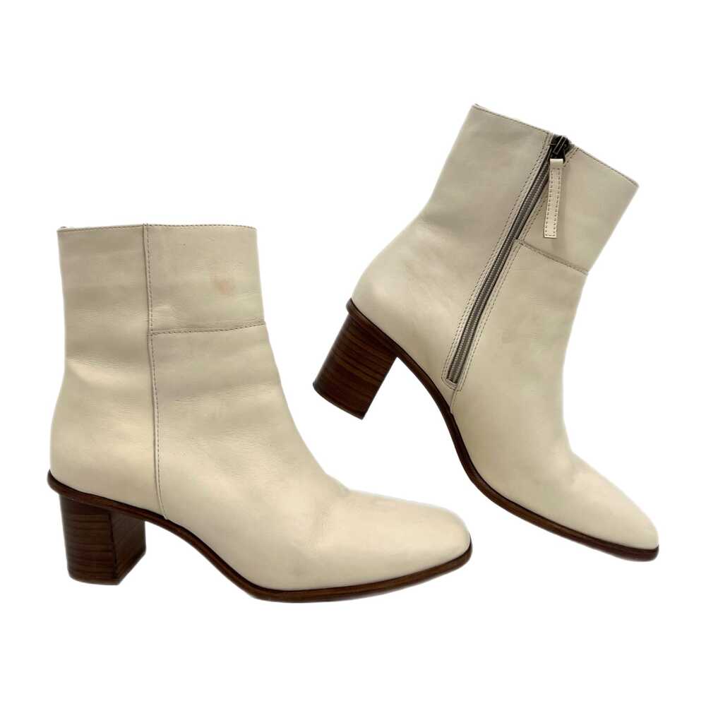 Patina Cream Square Toe Block Heel Boots | Size 11